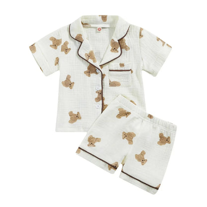 Cartoon Bear Print Pyjama Set (1-6 Years)