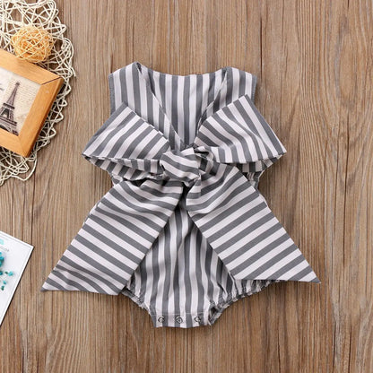 Striped Romper With Bow